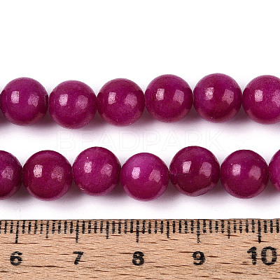 Dyed Natural Mashan Jade Round Beads Strands G-T139-8mm-67D-1