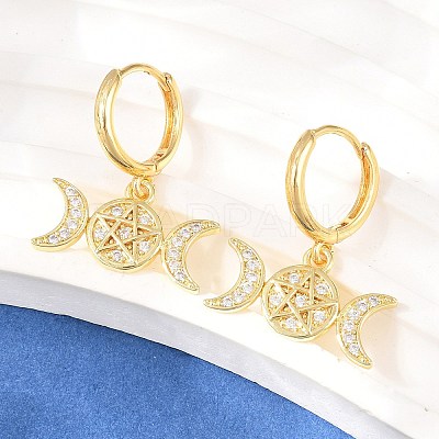 Brass Micro Pave Cubic Zirconia Hoop Dangle Earrings EJEW-G471-52G-1