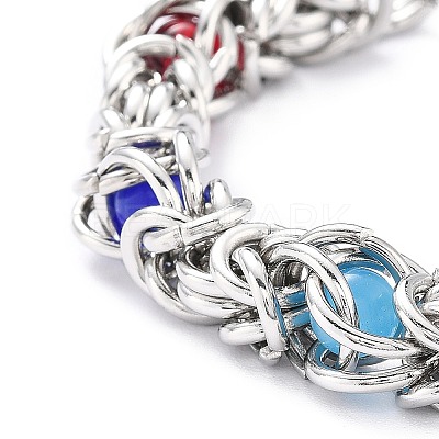 304 Stainless Steel Byzantine Chain Bracelet for Girl Women BJEW-Z011-17P-1
