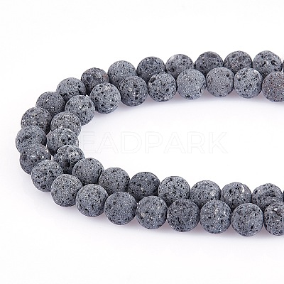 Unwaxed Natural Lava Rock Bead Strands G-F309-8mm-1