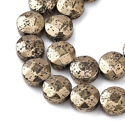Electroplated Natural Lava Rock Beads Strands G-A256-F01-01F-1