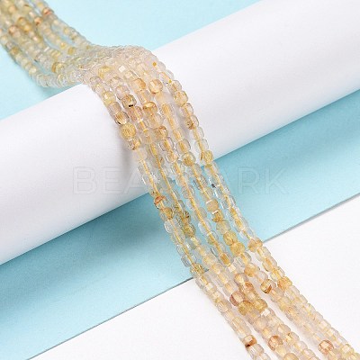 Natural Gold Rutilated Quartz Beads Strands G-C009-B17-1