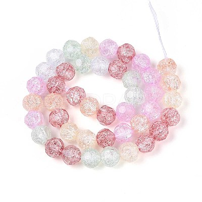 Transparent Crackle Glass Beads Strands GLAA-N053-8mm-01-1