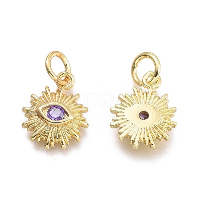 Brass Micro Pave Cubic Zirconia Pendants KK-P187-16E-G-1