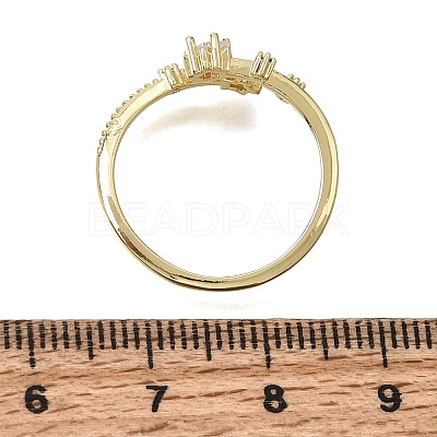 Brass Micro Pave Clear Cubic Zirconia Cuff Open Rings for Women CU-CBAE7DF-12G-06-1