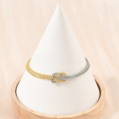 Duo Tone Brass Chain Knot 2-Strand Bracelets for Women KK-CBA68DA-17A-GP-1