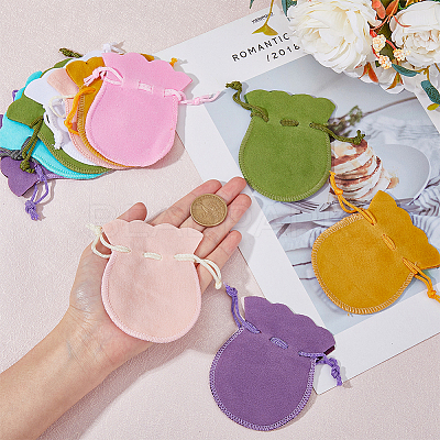 48Pcs 8 Colors Calabash Velvet Jewelry Storage Drawstring Pouches TP-HY0001-15-1