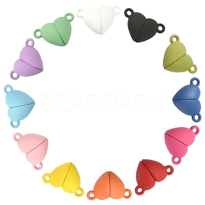 12 Sets 12 Colors Spray Painted Alloy Magnetic Clasps PALLOY-CJ0002-31-1