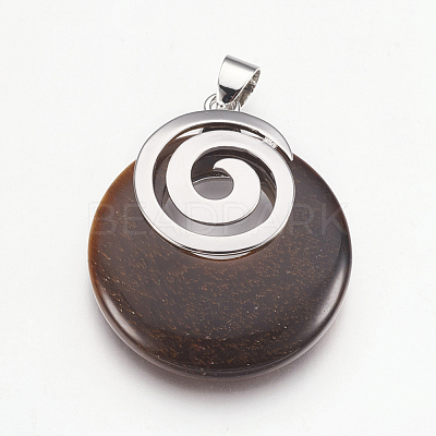 Natural Tiger Eye Pendants KK-F751-D01-1