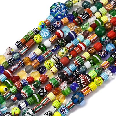 Handmade Lampwork Chevron Beads Strands LAMP-R003-05-1