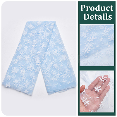 Snowflake Pattern Polyester Mesh Fabric DIY-WH0581-12A-1