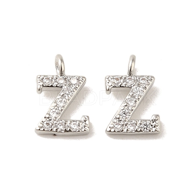 Initial Letter Brass Micro Pave Cubic Zirconia Pendants ZIRC-F008-Z-1