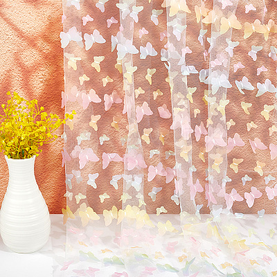 Gradient 3D Butterfly Polyester Gauze Fabric AJEW-WH20006-148D-1