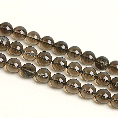 Natural Smoky Quartz Round Beads Strands G-E329-10mm-38-1