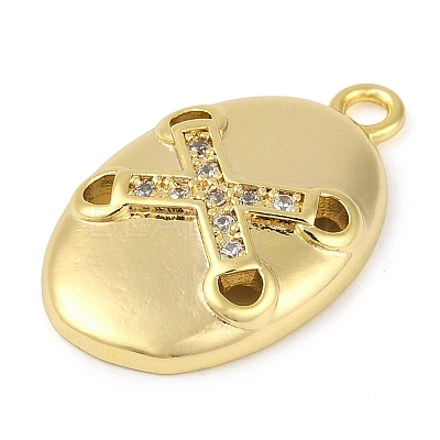 Cross Theme Real 18K Gold Plated Brass Micro Pave Clear Cubic Zirconia Pendants LS-KK-L219-06G-06-1