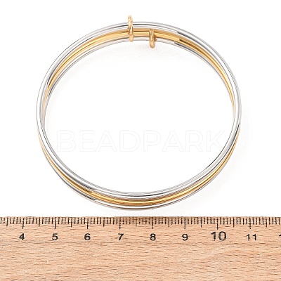 Two Tone 304 Stainless Steel Multi-strand Bangles BJEW-K271-02GP-1