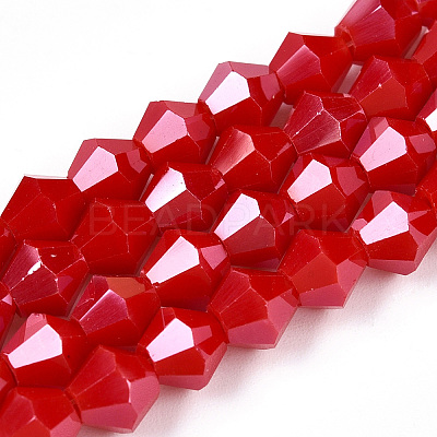 Opaque Solid Color Electroplate Glass Beads Strands EGLA-A039-P6mm-A02-1