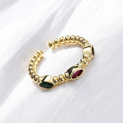 Brass Micro Pave Cubic Zirconia Cuff Rings RJEW-M066-01G-1