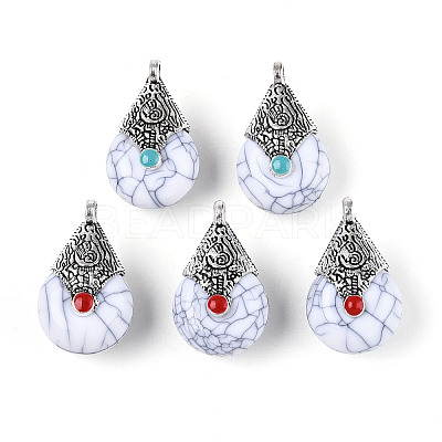 Tibetan Style Resin Pendants RESI-T022-16J-1