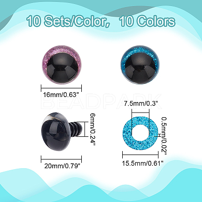 10 Bags 10 Colors Plastic Doll Eyes FIND-PH0018-07-1