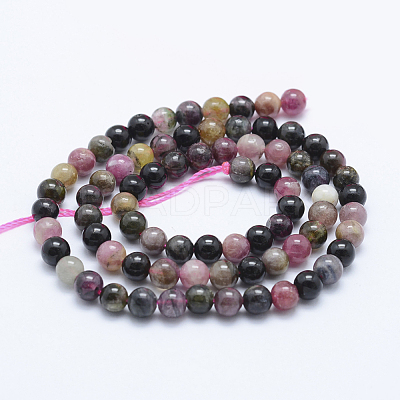 Natural Multicolor Tourmaline Beads Strands G-J373-08-5mm-1