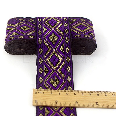 Polyester Jacquard Rhombus Ribbons OCOR-WH0082-141A-1