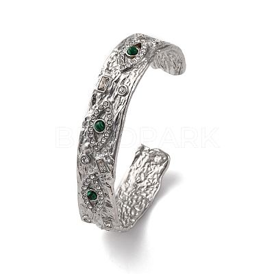 304 Stainless Steel Rhinestone Cuff Bangles for Women BJEW-R026-01P-1