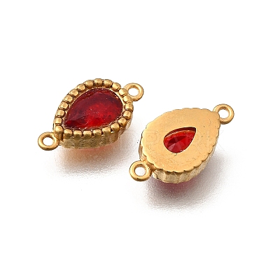 304 Stainless Steel Pave Cubic Zirconia Teardrop Connector Charms STAS-Z160-03G-01-1