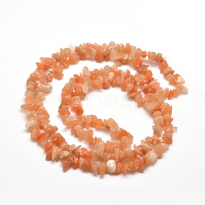 Natural Red Aventurine Chip Bead Strands G-M205-10A-1