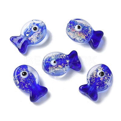 Handmade Foil Lampwork Fish Beads FOIL-Z001-01A-1