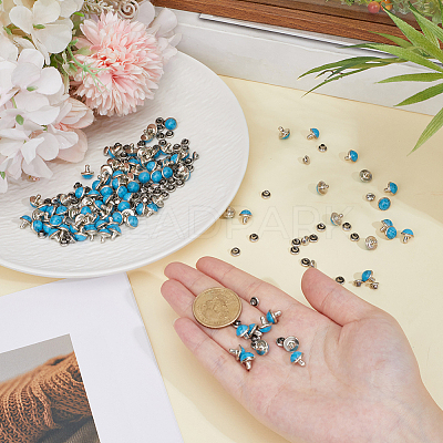 100Pcs Brass with Synthetic Turquoise Rivets KK-CL0001-01A-1
