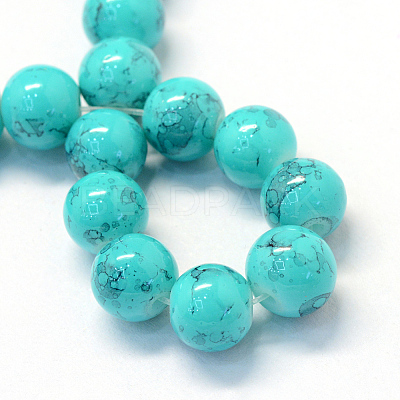 Baking Paint Glass Round Bead Strands DGLA-Q019-8mm-56-1