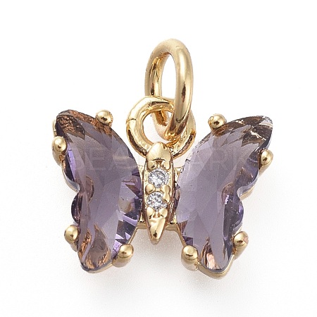 Brass Micro Pave Clear Cubic Zirconia Pendant ZIRC-P079-B01-05-1