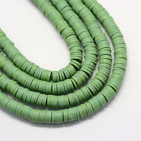 Flat Round Eco-Friendly Handmade Polymer Clay Bead Spacers X-CLAY-R067-4.0mm-46-1