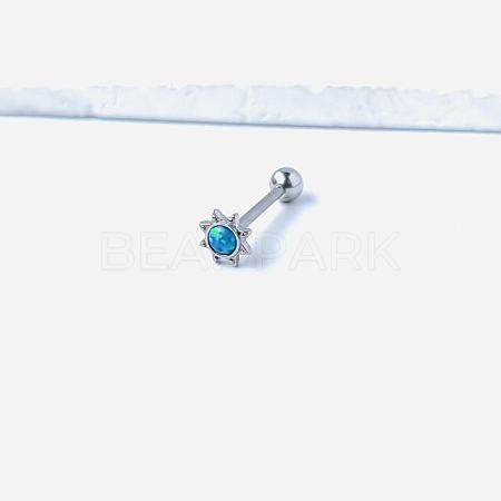 Sun 316L Surgical Stainless Steel with Synthetic Opal Tongue Rings FS-WGFD6E3-15-1