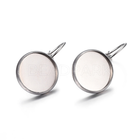 Tarnish Resistant 304 Stainless Steel Leverback Earring Settings X-STAS-F191-03P-14mm-1