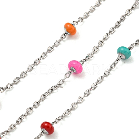 304 Stainless Steel Enamel Link Chains AJEW-Z028-09P-07-1