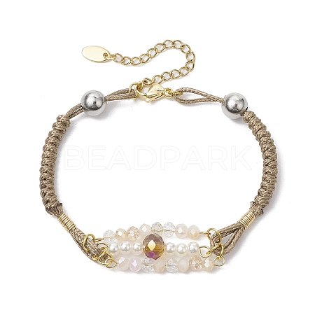 Glass & ABS Plastic Imitation Pearl Link Bracelets BJEW-JB10425-1