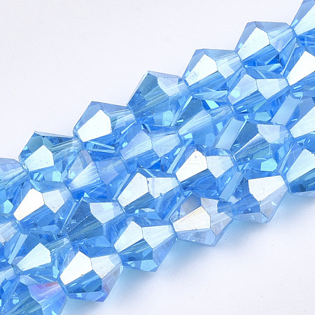 Electroplate Glass Beads Strands EGLA-Q118-6mm-B05-1