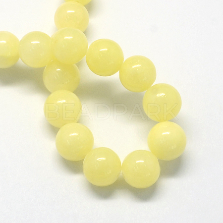 Natural Dyed Yellow Jade Gemstone Bead Strands G-R271-4mm-Y06-1