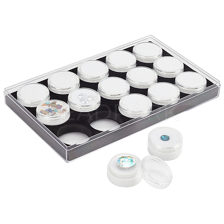 15Pcs Round Acrylic Loose Diamond Storage Box Sets VBOX-WH0005-07-1