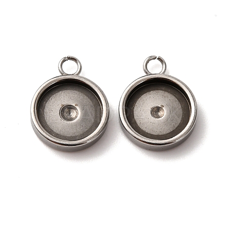 201 Stainless Steel Pendant Cabochon Settings STAS-D379-04C-P-1