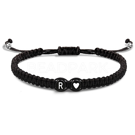 304 Stainless Steel Alphabet Beads Braided Bead Bracelets RY3090-18-1