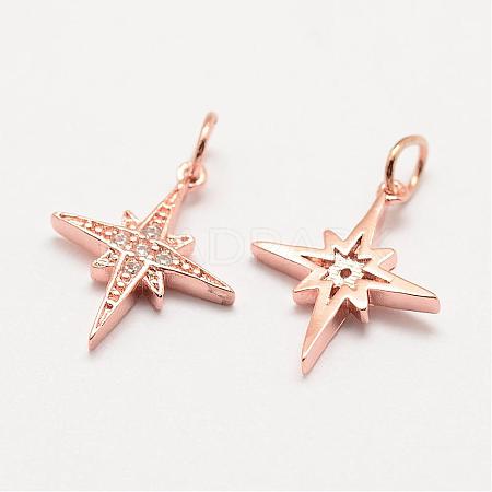 Brass Micro Pave Grade AAA Cubic Zirconia Pendants ZIRC-G090-05RG-NR-1