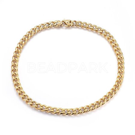 304 Stainless Steel Curb Chain Necklaces NJEW-H493-08G-1