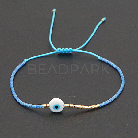 Adjustable Lanmpword Evil Eye Braided Bead Bracelet ZW2937-10-1