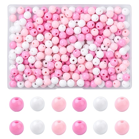 300Pcs 3 Colors Opaque Acrylic Beads MACR-YW0003-13E-1