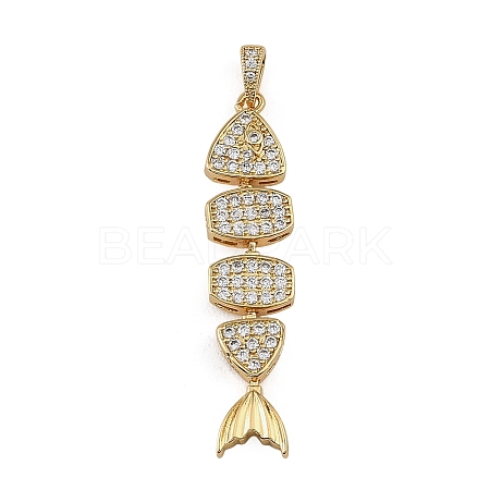 Brass Micro Pave Clear Cubic Zirconia Pendants CU-CBAF17A-24G-1