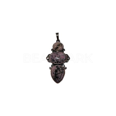 Retro Natural Rhodonite Pendants PW-WG7292F-14-1