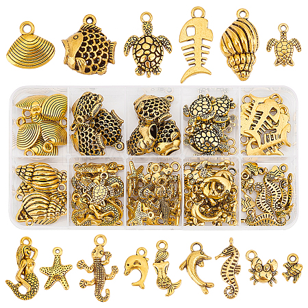   90Pcs 15 Style Tibetan Style Alloy Pendants FIND-PH0017-41-1